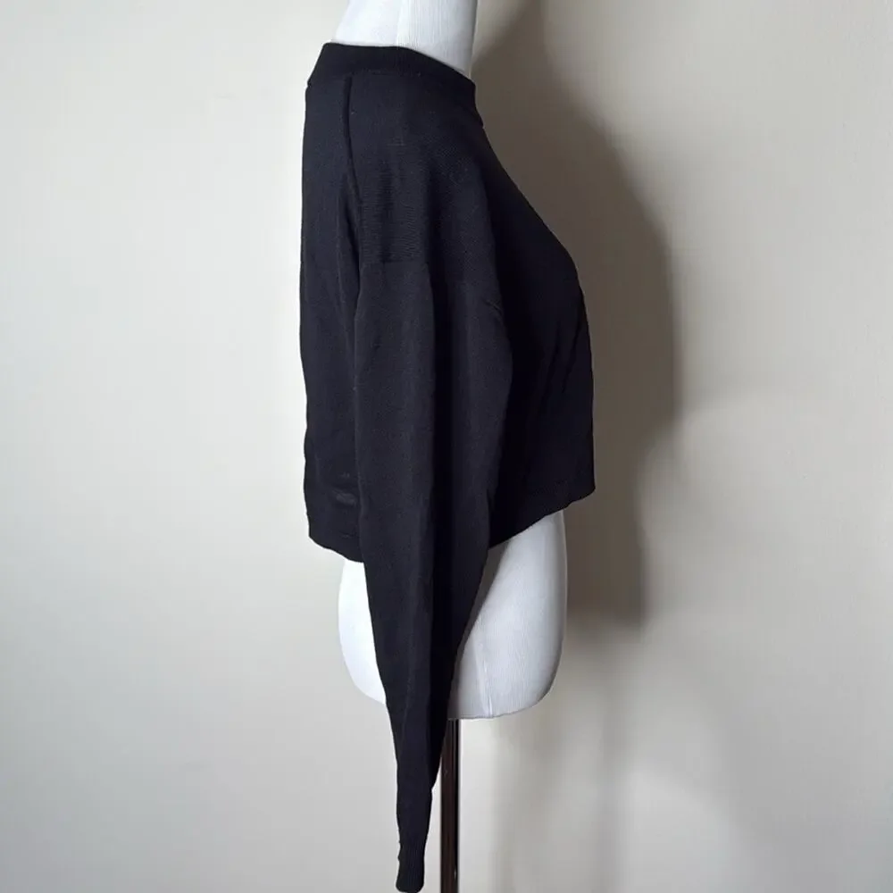 Zara Black Knit Cropped Long Sleeve Top